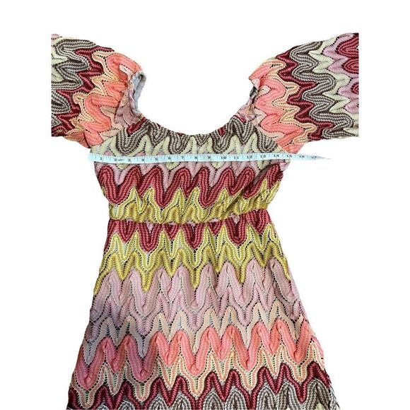 Judith March multicolor textured bell sleeve dress hippie boho sz S - Picture 7 of 11